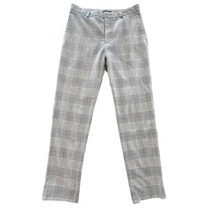 H&M Slim Fit Plaid Pants Mens 30 Gray Check Classic Academia Preppy Ivy Style